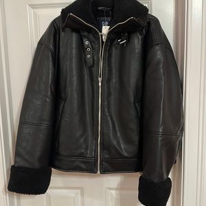 GAP leather shearling lined coat